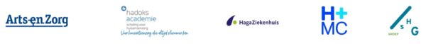 Logo’s HagaZiekenhuis, HMC en huisartsen van Hadoks, Arts en Zorg en SHG