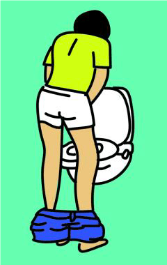 Zelfkatherisatie man in verschillende houdingen: op de wc - figuur 3