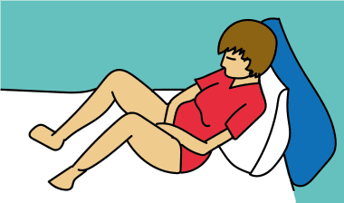 Zelfkatherisatie vrouw in verschillende houdingen: in bed - figuur 1