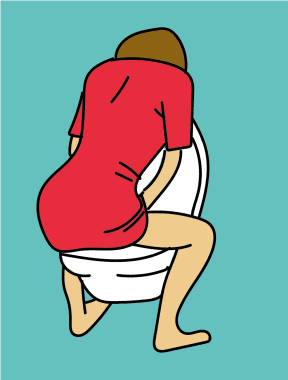 Zelfkatherisatie vrouw in verschillende houdingen: op de wc - figuur 4