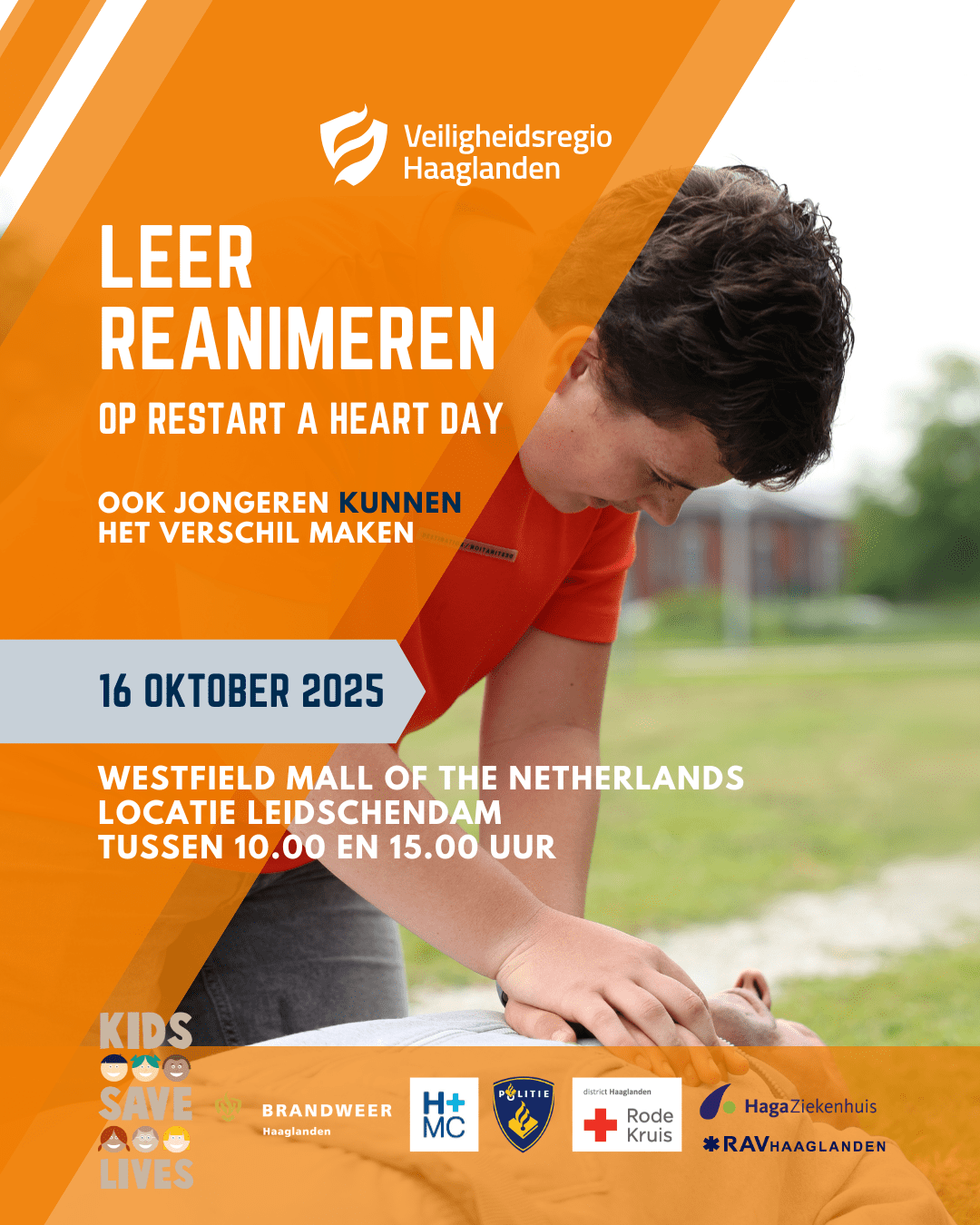 Poster voor het evenement: iedereen kan leren reanimeren